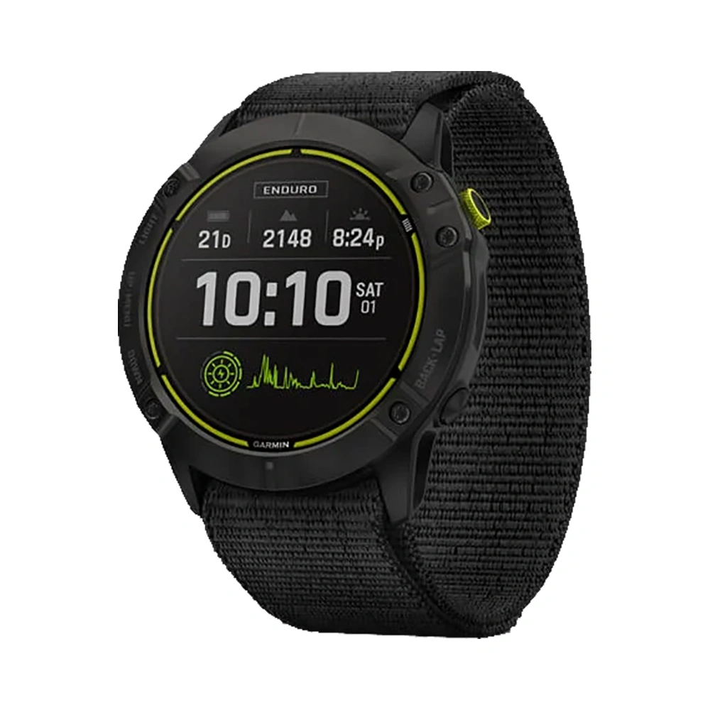 Часы Garmin Enduro титановый корпус с угольно-серым DLC-покрытием и черный нейлоновый ремешок UltraFit
